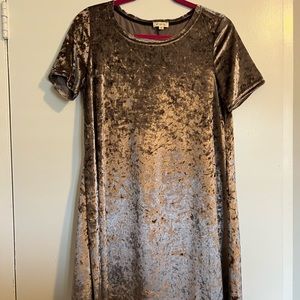 Bronze Velvet Shift Dress